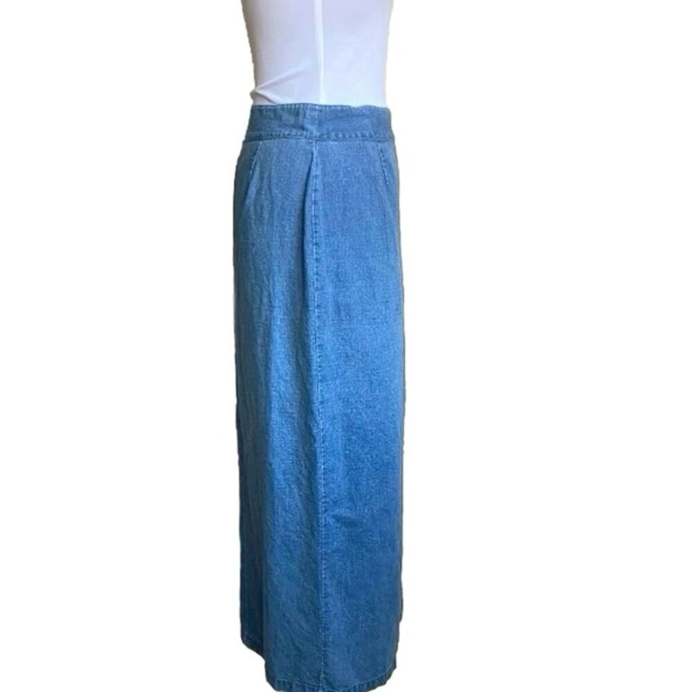 VTG CHEROKEE Denim Linen Button Wrap Maxi Skirt Size 8 90s Country Western Boho - Picture 2 of 11